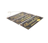 HOODANCOS Letrero Colgante de Madera 11x30 Cm Decoración Islámica de Ramadán Cartel Musulmán Rústico Arte Mural Árabe para Hogar y Festivales Eid Mubarak