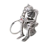 HOODANCOS Llavero 2 Piezas de Calavera Creativo de Goma y Metal Diseño Esqueleto Sentado en Inodoro Colgante para Bolso y Llaves , Adecuado para Navidad y Acción de Gracias