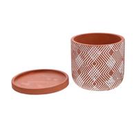 HOODANCOS Maceta de Cemento Redonda para Plantas Suculentas con Bandeja Macetero Decorativo Ligero y Compacto para Jardín Hogar Oficina y Balcón Moderado para Flores y Plantas Verdes