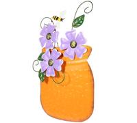 HOODANCOS Maceta Mural de Hierro Pintada a Mano para Decoración de Jardín Exterior, Arte de Pared Maceta Naranja, Resistente Intemperie, Colgante Gancho para Terraza y Balcón