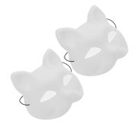 HOODANCOS Máscara de Gato de Plástico para Fiesta DIY y Cosplay Infantil, 2 Piezas, Diseño sin Pintar Adecuado para Manualidades y Disfraces Escolares