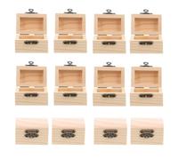 HOODANCOS Mini Cofres de Madera sin Terminar 12 Pcs Caja Pequeña con Tapa Abatible y Bisagras Metálicas Cofre del Tesoro para Manualidades Almacenamiento de Joyas y Recuerdos Acabado