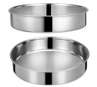 HOODANCOS Moldes redondos de acero inoxidable para hornear pasteles 2 unidades plata con distribución de calor uniforme para repostería casera