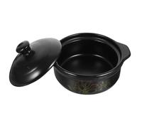 HOODANCOS Olla de Cerámica para Estofado 11L Tapa Negra Resistente a Altas Temperaturas para Cocinar Sopa y Arroz en Hogar y Restaurante