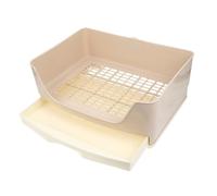 HOODANCOS Orinal para Mascotas con cajón extraíble y Fondo Reforzado, Bandeja de plástico Beige para Entrenamiento de Conejos y cobayas en Interiores