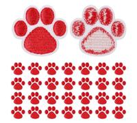 HOODANCOS Parches Bordados de Chenilla Termoadhesivos Diseño de Huellas de Perro 30 Unidades Autoadhesivos para Ropa Sombreros y Costura Ideales para Bricolaje y Reparación Textil