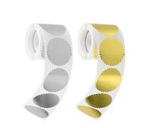 HOODANCOS Pegatinas Adhesivas de Sello en 50 MM 2 Unidades Plata y Dorado Etiquetas Autoadhesivas para Certificados y Premios Material Resistente para Oficina y Graduación