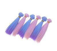 HOODANCOS Peluca para Hacer Muñecas 6 Piezas de Fibra de Alta Temperatura Color Degradado Cabello Sintético Recto 100X15 CM para Manualidades y Proyectos DIY de Pelucas de Muñecas