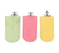 HOODANCOS Percha para Pájaros Grande 3 Piezas Plataforma de Madera Multicolor Verde Amarillo Rosa para Jaulas de Loros y Periquitos Soporte de Juego y Afilador de Garras Natural para