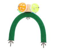 HOODANCOS Percha para Pájaros Natural de Madera con Campana Giratoria Soporte y Juguete para Loros y Periquitos Plataforma Resistente para Jaulas Estímulo para Picoteo y Actividad