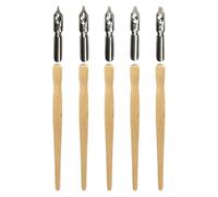 HOODANCOS Plumas de Inmersión para Caligrafía y Dibujo Artístico, Juego de 5 Puntas Góticas (1-5) con Portaplumas de Madera Natural, Pluma de Inmersión de Artista para Lettering y