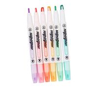 HOODANCOS Rotuladores Fluorescentes Dobles Puntas 6 Unidades Transparente Punta Ancha y Fina para Resaltado Escolar y Oficina, Marcadores Multicolores para Escritura y Lectura