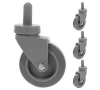 HOODANCOS Ruedas de Repuesto para Balde de Trapeador Paquete de 4 Ruedas de Acero Inoxidable Caucho Diámetro 7,5 Cm Vástago Roscado para Limpieza Industrial