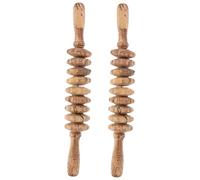 HOODANCOS Set de 2 Palos de Masaje de Madera para Cintura y Cuello Diseño de Rodillo para Refinar el Metabolismo y Aliviar Tensiones en Deportistas y Personas Mayores