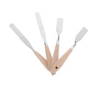 HOODANCOS Set de 4 Espátulas y Raspadores de Pintura al Óleo y Acuarela Mango de Madera y Acero Inoxidable para Mezclar Colores en Taller de Arte y Clases