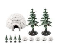 HOODANCOS Set de Figuras de Iglú y Árboles de Navidad Miniatura, Modelo de Casa de Hielo y Decoración Navideña, 12 Piezas, Resina Segura y Resistente, Juguete Educativo para Juegos