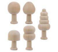HOODANCOS Set de Figuras de Madera para Manualidades Forma de Champiñones y Árboles, Reutilizables y Decorativas para Exhibir en Estantes o Escritorios