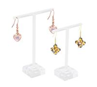 HOODANCOS Soporte para Pendientes Organizador de Joyas Blanco de Acrílico en Forma de T 2 Piezas, Material Plástico, Exhibidor Estable para Tienda o Ferias