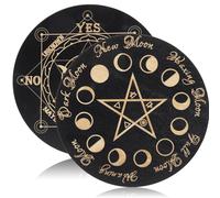 HOODANCOS Tablero de Péndulo de Adivinación de Madera Negra, 2 Piezas, Diámetro 20 Cm, Decoración para Altar, Soporte para Meditación y Juegos de Adivinación