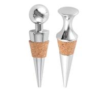 HOODANCOS Tapón de Vino Color Plata de Acero Inoxidable y Madera 2 Piezas Fácil de Insertar y Extraer, Forma Cónica, Adecuado para Botellas en Restaurantes y Fiestas