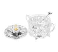 HOODANCOS Tarro de Especias de Cocina de Vidrio con Tapa de Hierro Plateado Dispensador de Condimentos Multifuncional con Cuchara Frasco para Azúcar Sal y Aperitivos Uso en Cocina y