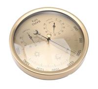 HOODANCOS Termómetro Higrómetro Barómetro Multifuncional Dial Indicador, Aleación de Aluminio y Diseño Elegante Dorado para Estación Meteorológica Exterior