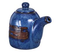 HOODANCOS Vinagrera de Cerámica Azul Diseño Japonés Elegante para Cocina en Casa, Dispensador de Salsa y Aceite Compartimentos Separados que Previenen Mezcla de Sabores