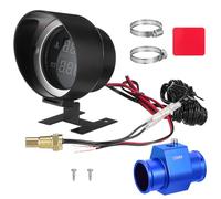 HOODANCOS Voltímetro Digital y Medidor de Temperatura del Agua para Coche Pantalla LED Redonda y Adaptador de Instalación Rápida para Vehículos y Motos en Ruta