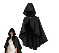 Hooded Cape - Soft Halloween Cosplay Robe, Renaissance Style Cloak, Short Unisex Hooded Design | Costume Cape, Festival, Party, Carnival, Home, School, Stage, Performance, Masquerade