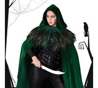 Hooded Cloak Cape, Halloween Cosplay Costume Robe, 82.68 Inches Unisex Outfit Prop for Themed Events, Best Medieval Renaissance Accessory Adult Witch Parties and Fantasy Wear