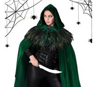 Hooded Cloak, Cosplay Costume Robe, Lightweight Breathable Fabric, 82.68 Inches Size, Black, Oversized Hooded Design For Medieval Parties, Halloween Events, Stage Plays, Nights
