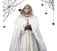 Hooded Cloak, Unisex Halloween Cosplay Robe Costume, Long Flowing Cape with Hood Adults Women Men, Witch Vampire Medieval Renaissance Outfit for Masquerade Party Stage Performance Festival