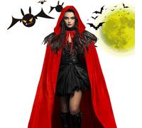 Hooded Cloak, Unisex Halloween Cosplay Robe Costume, Long Flowing Cape with Hood Adults Women Men, Witch Vampire Medieval Renaissance Outfit for Masquerade Party Stage Performance Festival