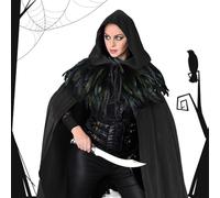 Hooded Cloak, Unisex Halloween Cosplay Robe Costume, Long Flowing Cape with Hood Adults Women Men, Witch Vampire Medieval Renaissance Outfit for Masquerade Party Stage Performance Festival