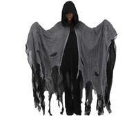 Hooded Ghost Cape - Halloween Cosplay Costume for Adults | Breathable Fabric Cloak with Attached Hood, Full-Length Outfit for Spooky Party Events, Cosplay Shows, and Halloween Nights, Black