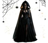 Hooded Ghost Halloween Cape, Spooky Witch Costume Cloak Set, Gothic Hooded | Hooded Ghost Halloween Cape, Spooky Witch Costume Cloak Set, Gothic Hooded Cosplay Costume, Masquerade Party Dress Up