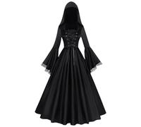 Hooded Horror Dress-up - Green Gauze Skeleton, Long Witch Dress For Halloween, Haunted House Theater Stage Performance Cosplay Event, Halloween Witch Costume, Hallowen Black Dresses Women For Events