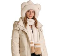 Hooded Scarf with Pockets - Beanie Hat with Scarf and, Womens Knit | Hoodie and Gloves Hat Mittens Gloves - for Women Girls Snowboarders Runners Shoppers Skiing Snowboarding Hiking Ice Skating