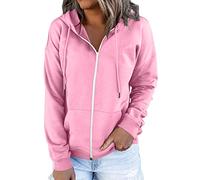 Hoodie con Cremallera y Bolsillos Canguro para Mujer Chaquetón Cómodo con Bolsillos Tela Suave y Cálida Amiga o Familiar Estilo Urbano y Elegante