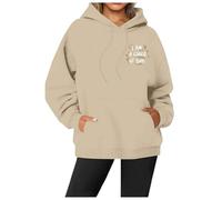 Hoodie Damen 3D Druck Hoodie mit Kapuze Rundhals Pullover Modische Sweatshirt Relaxed Fit Langarmshirt Freizeit Training Pulli Sport Streetwear Stilvoll Schleifen Tops, R Khaki, XXL