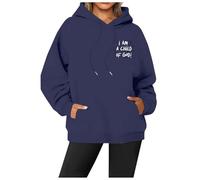 Hoodie Damen 3D Druck Hoodie mit Kapuze Rundhals Pullover Modische Sweatshirt Relaxed Fit Langarmshirt Freizeit Training Pulli Sport Streetwear Stilvoll Schleifen Tops, R Armada, L