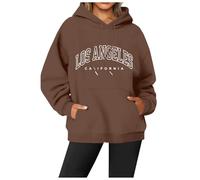 Hoodie Damen bequem weiche Freizeit Kapuzenpullover Outdoor Urban Pullover Winter Sweatshirts für Damen Kapuzenpullis Bluse Langarmshirt Lang Sleeve Female Kapuzensweatshirtshirtshirt2026, marrón, M