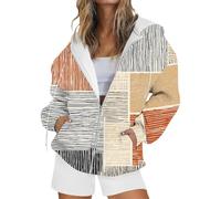 Hoodie Damen Kapuzenjacke Langarm Lassig leichte Hoodies entspannte Taschen Elegant Einfarbig Kapuzenpullover gemütlich Kuscheliger Oversize Hoodie Stylisch Tops Full Zip, caqui, XL
