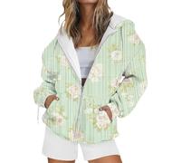 Hoodie Damen Kapuzenjacke Langarm Lassig leichte Hoodies entspannte Taschen Elegant Einfarbig Kapuzenpullover gemütlich Kuscheliger Oversize Hoodie Stylisch Tops Full Zip, Verde claro., L