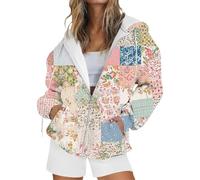 Hoodie Damen Kapuzenjacke Langarm Lassig leichte Hoodies entspannte Taschen Elegant Einfarbig Kapuzenpullover gemütlich Kuscheliger Oversize Hoodie Stylisch Tops Full Zip, Rosa., XXL