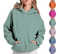 Hoodie Damen Lang Baumwolle Kapuzenpullover Damen Grün Sweatshirt mit Kapuze Kapuzenpulli Elegant Pullover Lässig Langarmshirt Sportlich Longpullover Locker Hoody mit Taschen Sweatshirtjacke, Rosa