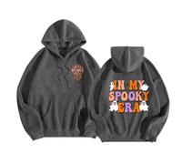 Hoodie Damen Oversize Hoodie In My Spooky Era Brief Print kleine Geiste Halloween Cute Streetwear Locker Festival Sweatshirt bequeme Atletic Mantel Langarm Harajuku Baggy Tops, gris oscuro, L