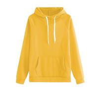 Hoodie Damen Oversize Lang, Sweatshirt Damen mit Kapuze Warm Hoodie mit Taschen Sweatpullover Atmungsaktiv Hoody Einfarbig Langarmshirt Casual Tops bequem Laufshirt leichte Sportshirt, amarillo, XXXXL