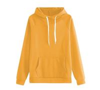Hoodie Damen Oversize Lang, Sweatshirt Damen mit Kapuze Warm Hoodie mit Taschen Sweatpullover Atmungsaktiv Hoody Einfarbig Langarmshirt Casual Tops bequem Laufshirt leichte Sportshirt, dorado, XXXXL