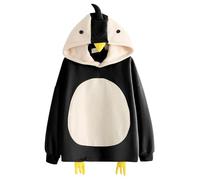 Hoodie Damen Sweatshirt mit Kapuze Japanese Stil Kawaii Karikatur Hoodie College Chick Hoodie Langarm Comic Top Design weicher Sweatshirt Oversize Mode Pullover, O negro., M